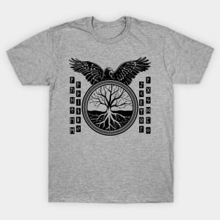 Tree of life  -Yggdrasil and  Runes alphabet T-Shirt